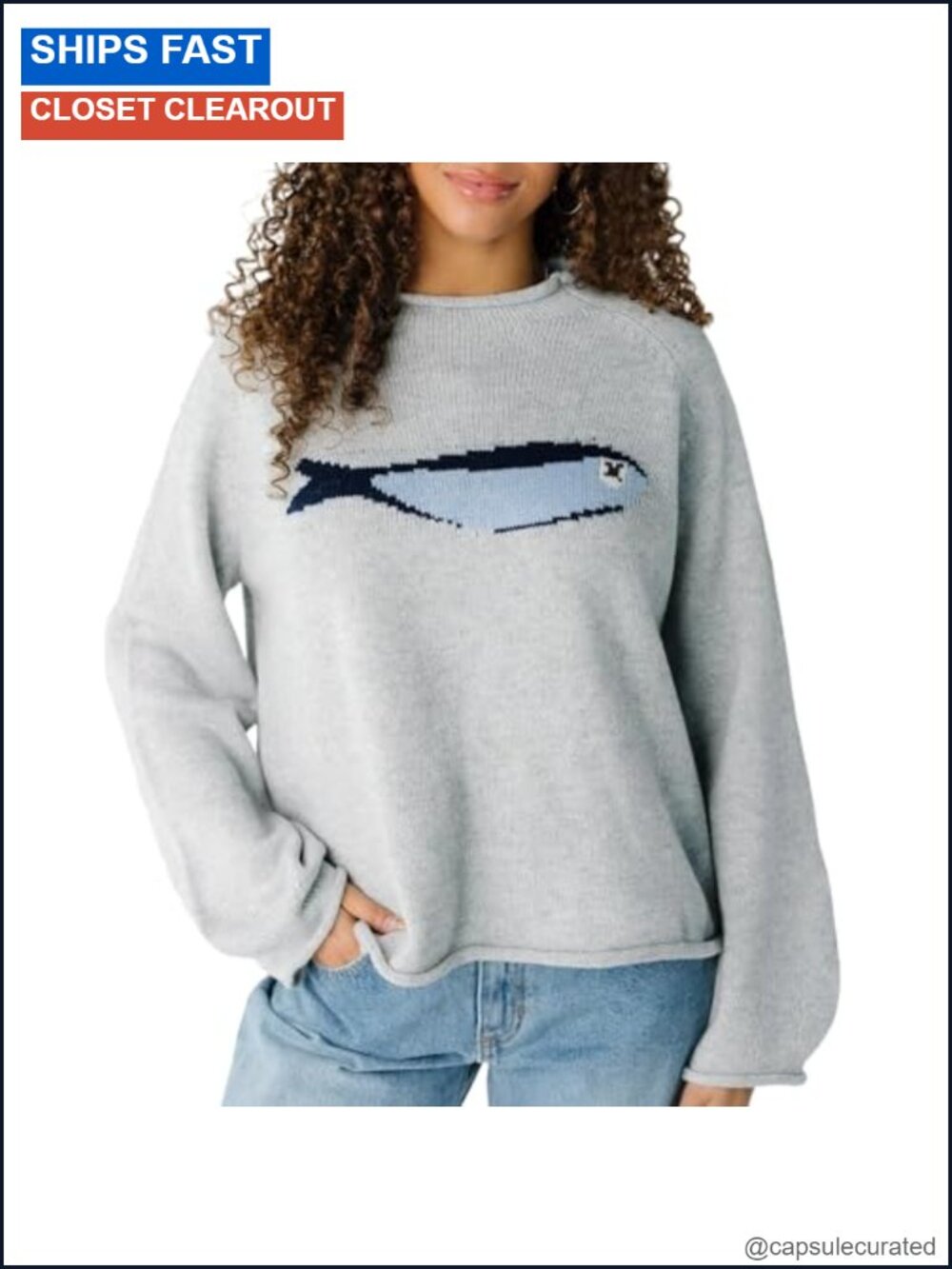 Oversized Roll Neck Animal Graphic Chunky Knit Sweater Pullover